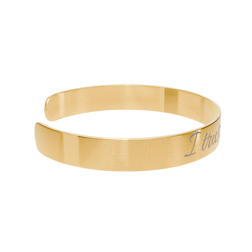 Goldenes Manschettenarmband - mit Gravur "I trust myself"